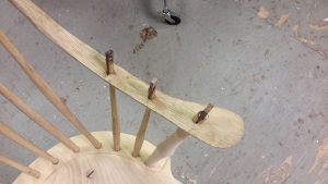 Windsor chair arm with wedges