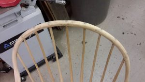 Windsor chair back sanded and wedges removed