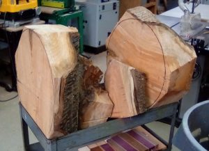 Cart with the rough cut cherry blanks